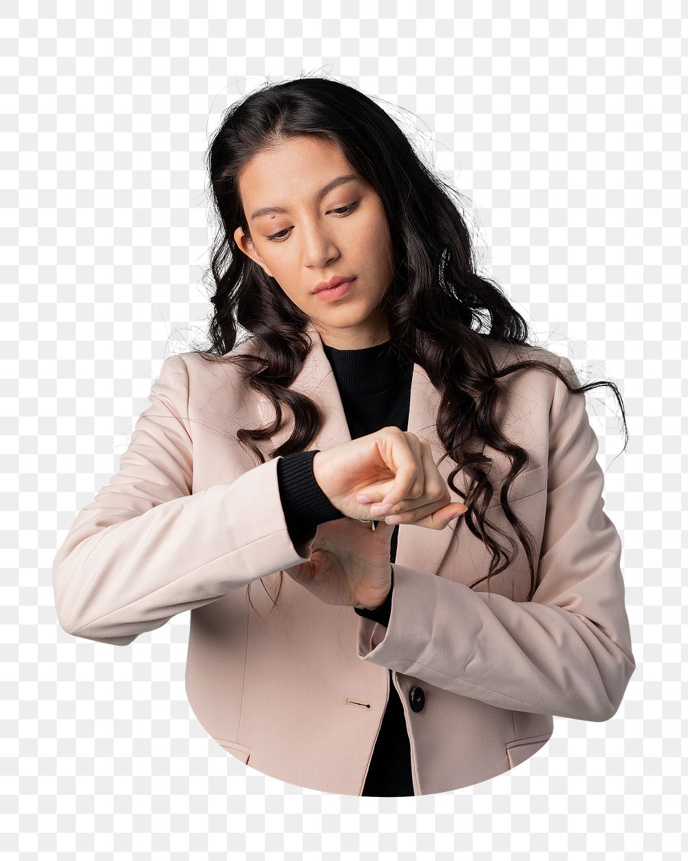 Punctuality png sticker, businesswoman transparent background