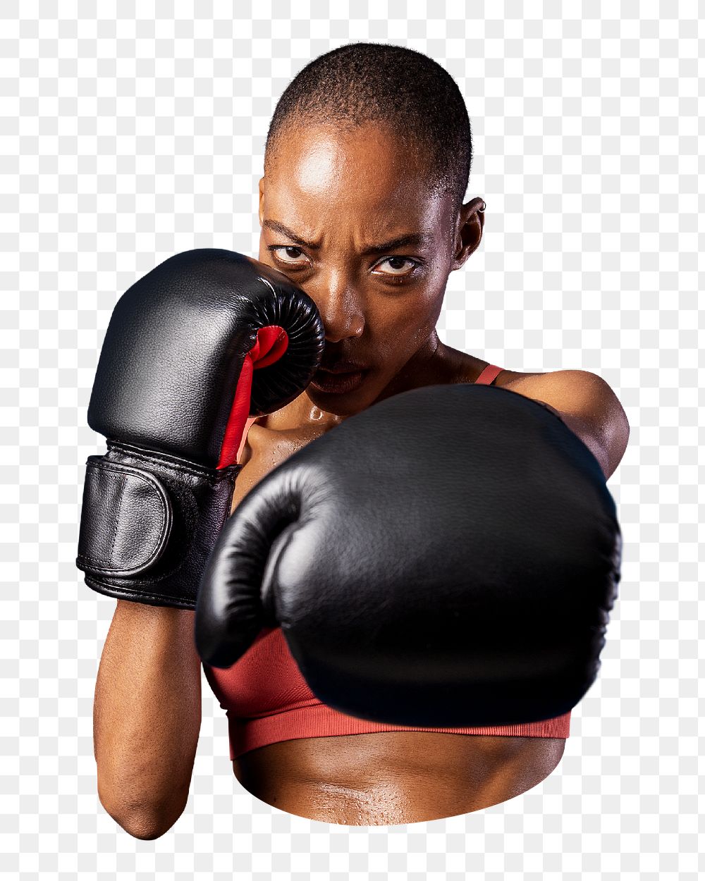 Boxer png sporty woman sticker, transparent background