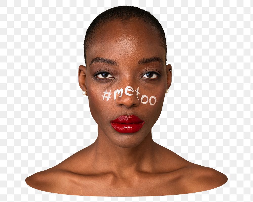 Metoo png black woman portrait  sticker, transparent background