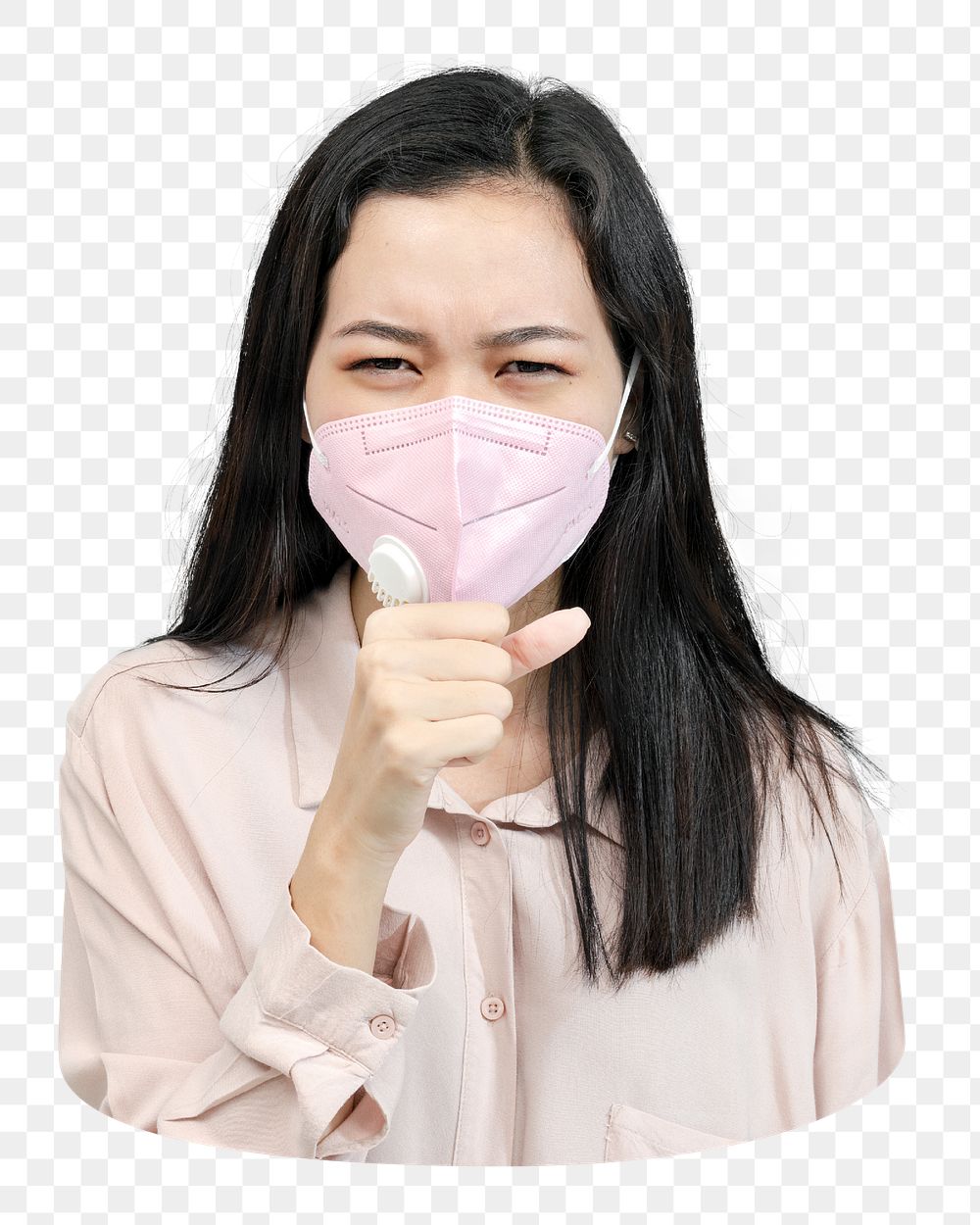 Sick woman png sticker, face mask transparent background
