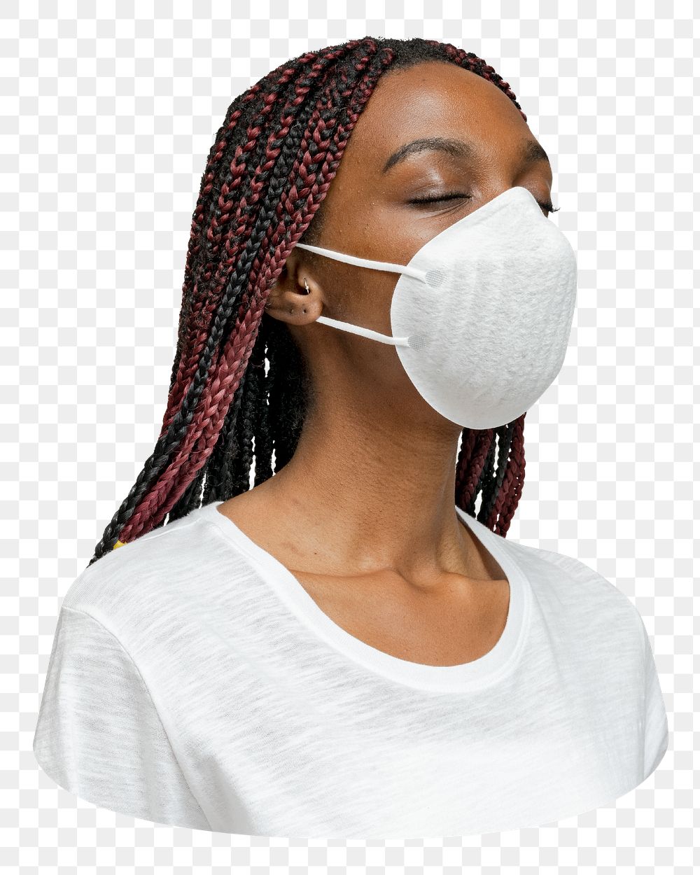 N95 mask png black woman sticker, transparent background