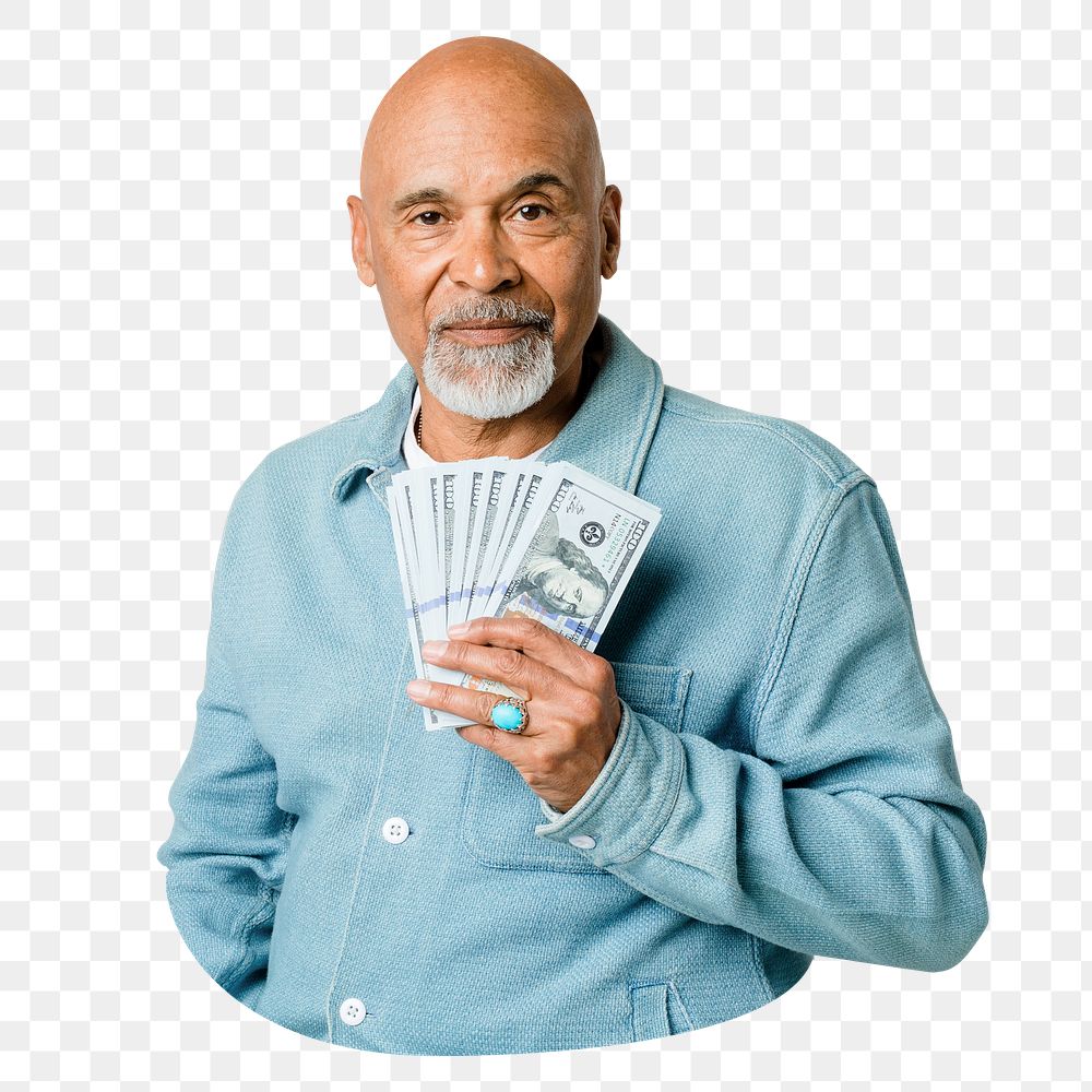 Rich retired man png sticker, transparent background