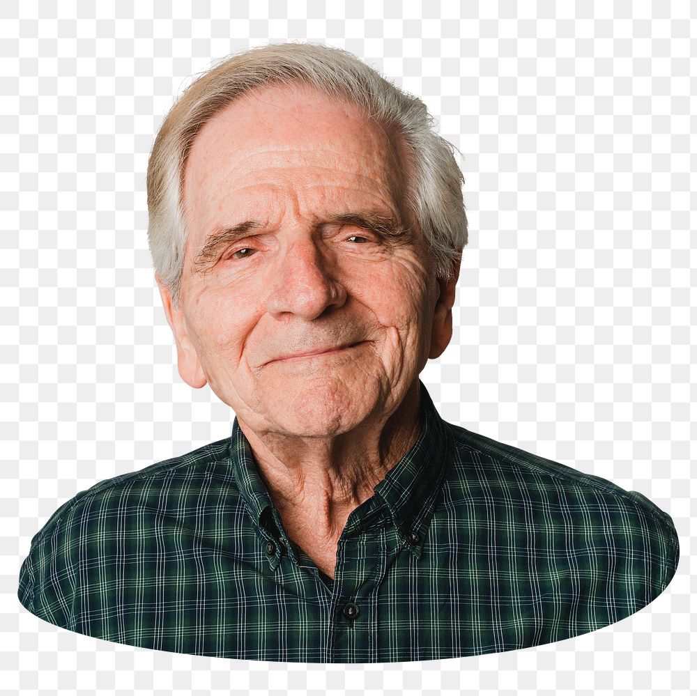 Smiling senior man png sticker, transparent background