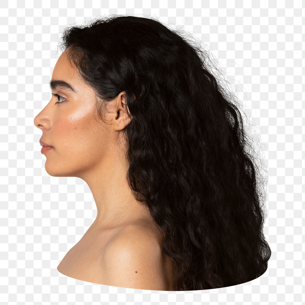 Png tanned woman side shot sticker, transparent background