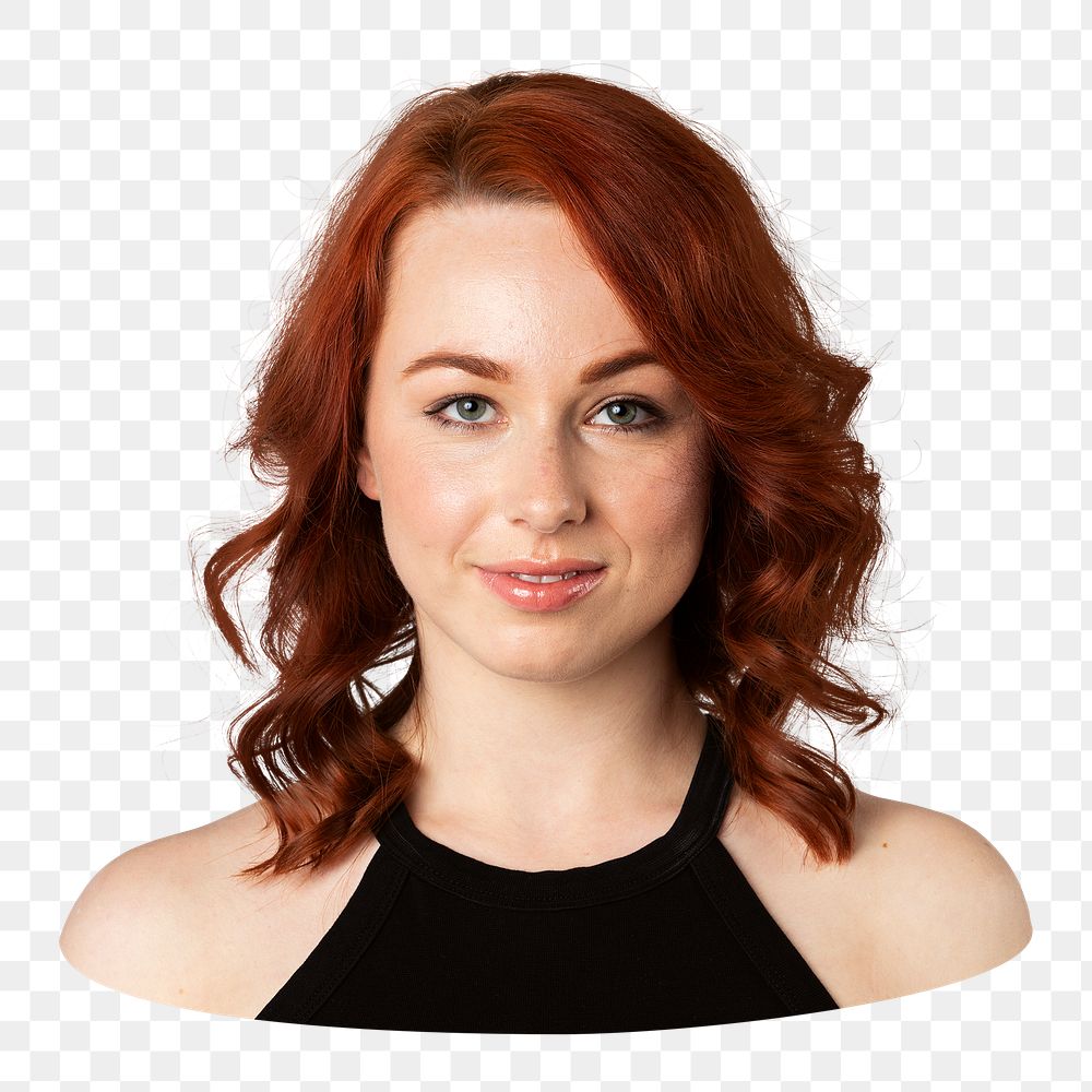 Png happy red hair woman sticker, transparent background