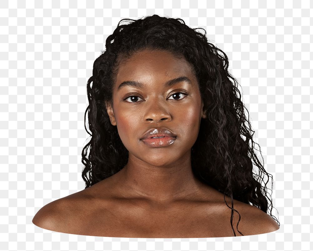 Png black woman bare shoulder sticker, transparent background