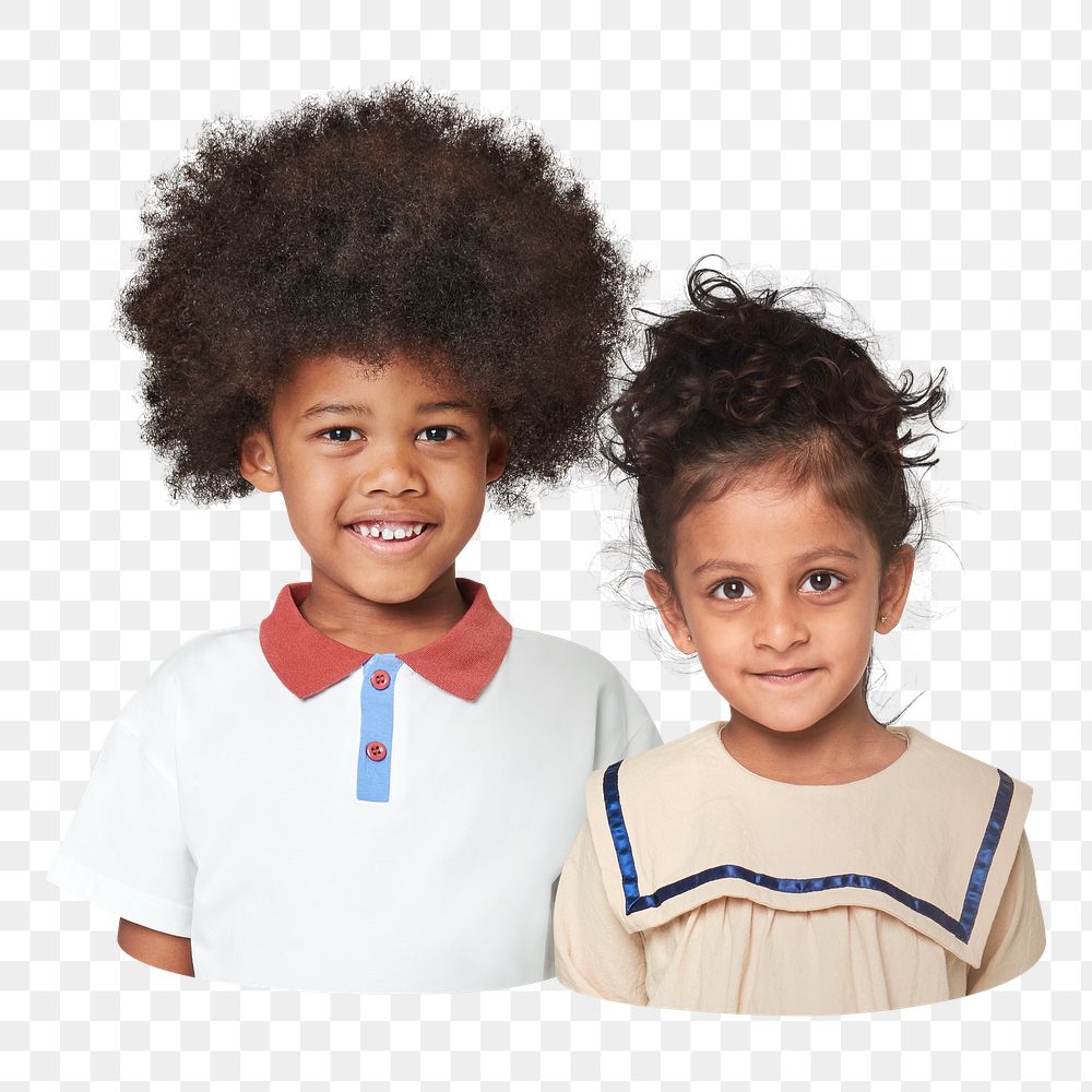 African kid siblings png sticker, transparent background
