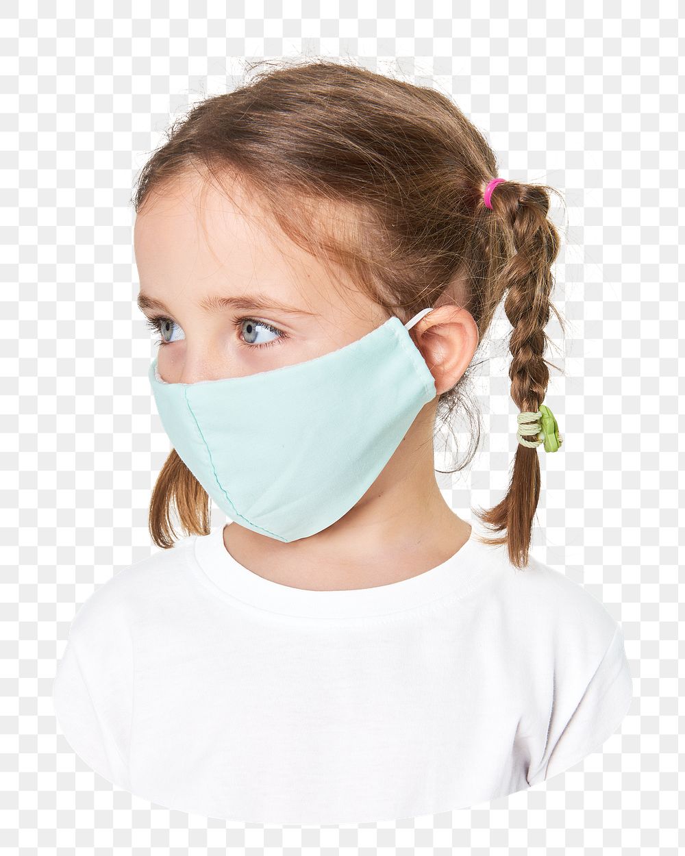 Png girl wearing face mask sticker, transparent background
