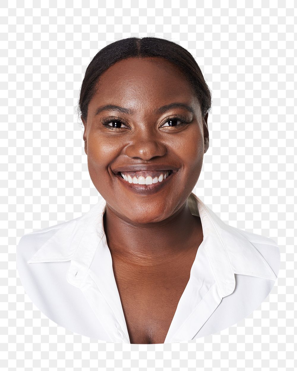 Png plus size woman smiling sticker, transparent background