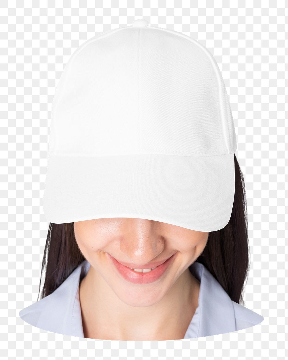 Png girl with white cap sticker, transparent background