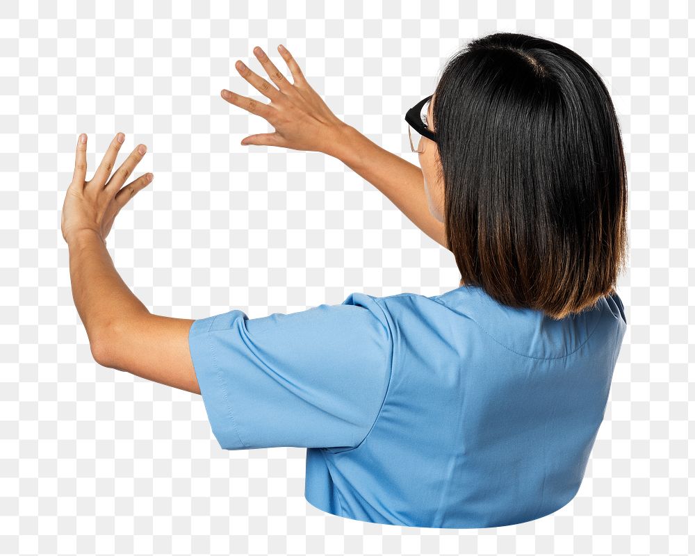 Touch screen gesture png woman sticker, transparent background