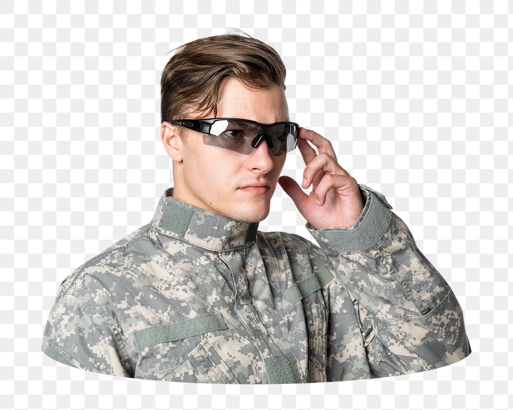 Png man with smart glasses, transparent background