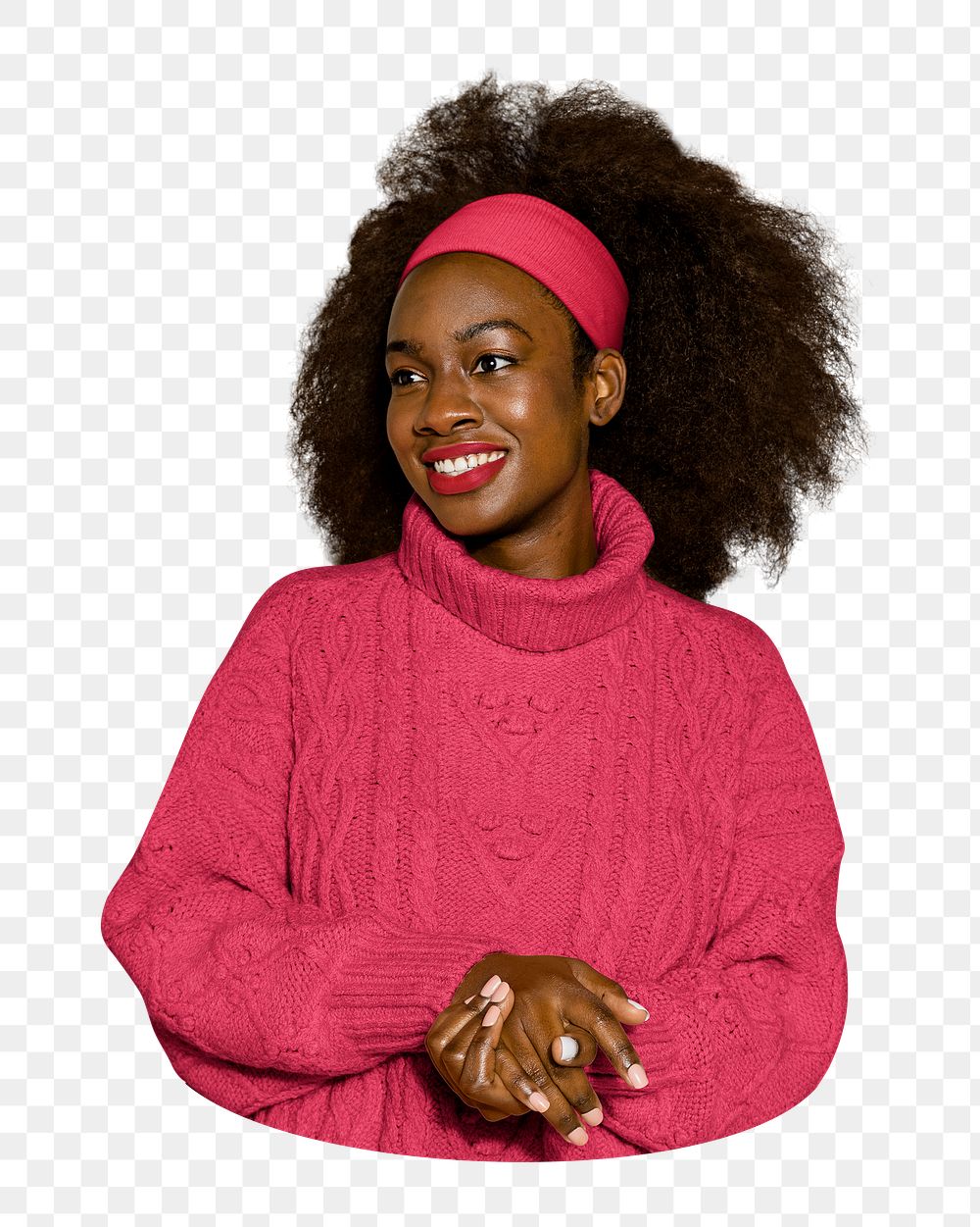 Png black woman winter fashion sticker, transparent background