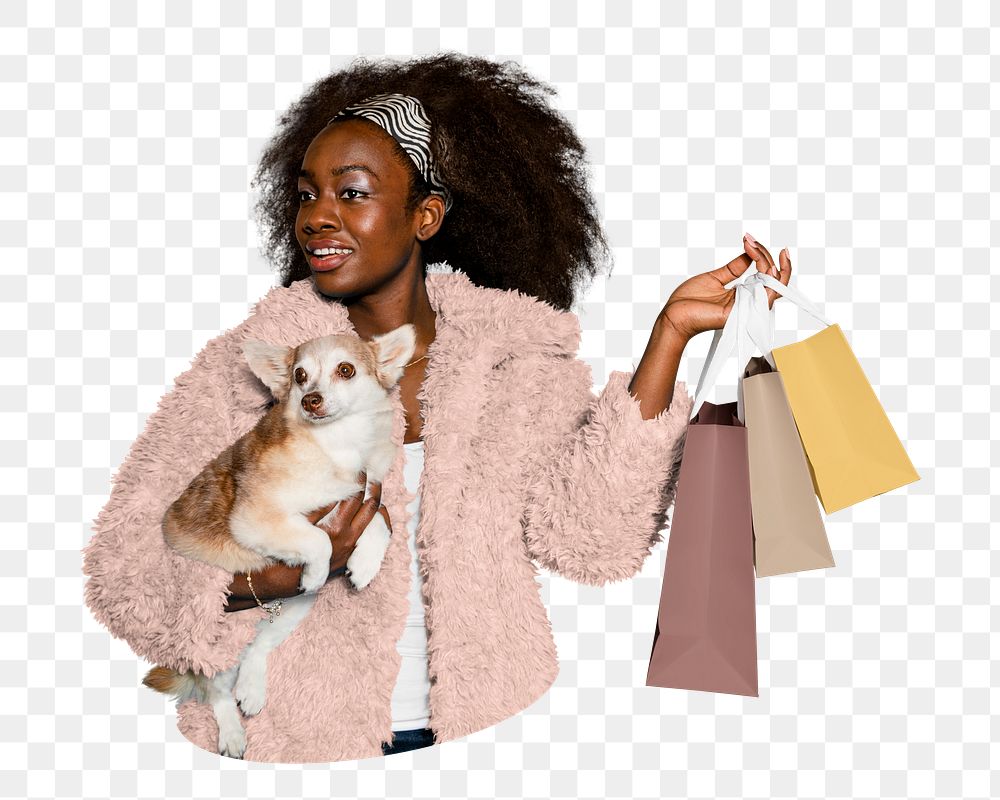 Shopping with pet png sticker, transparent background