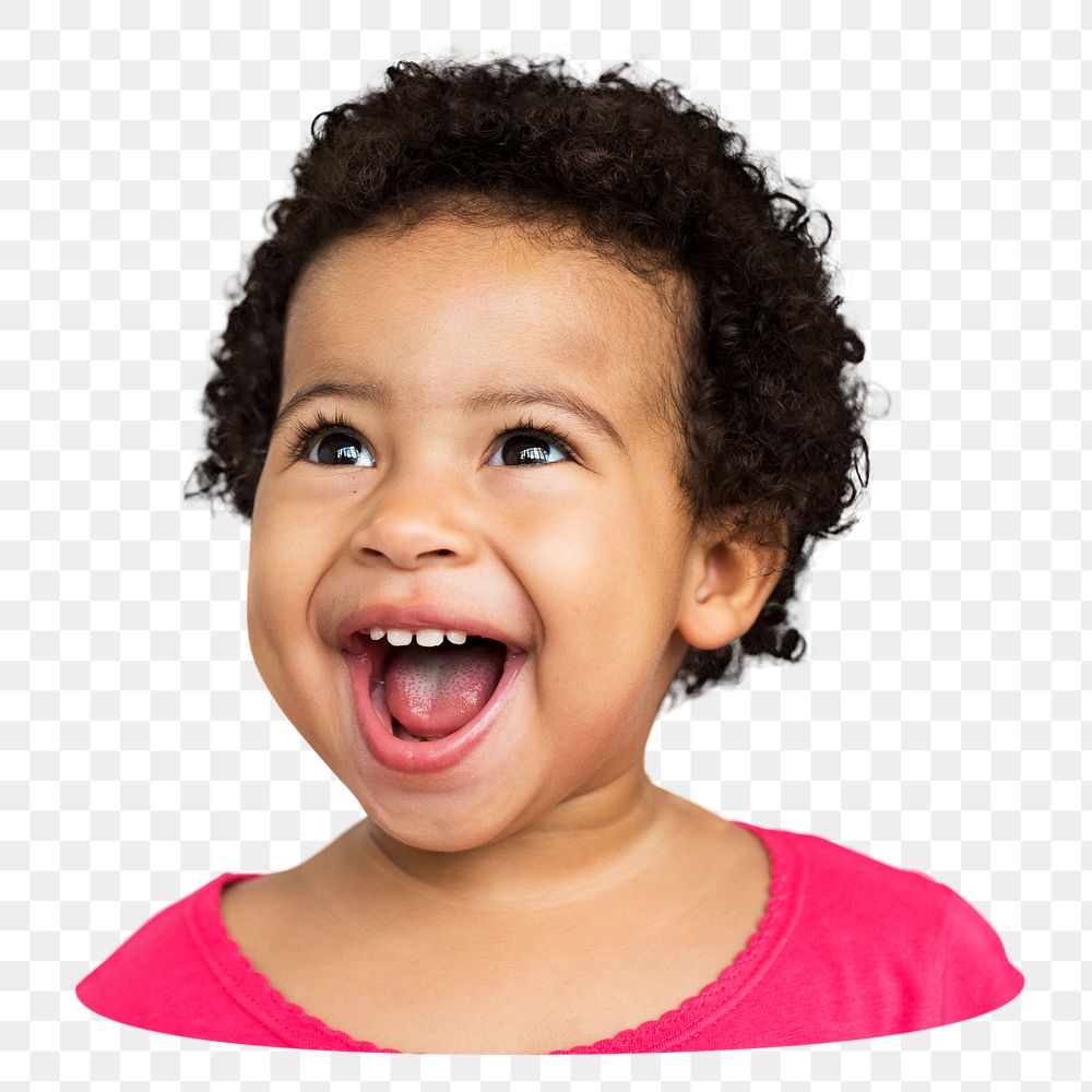 Cheerful black girl png sticker, transparent background