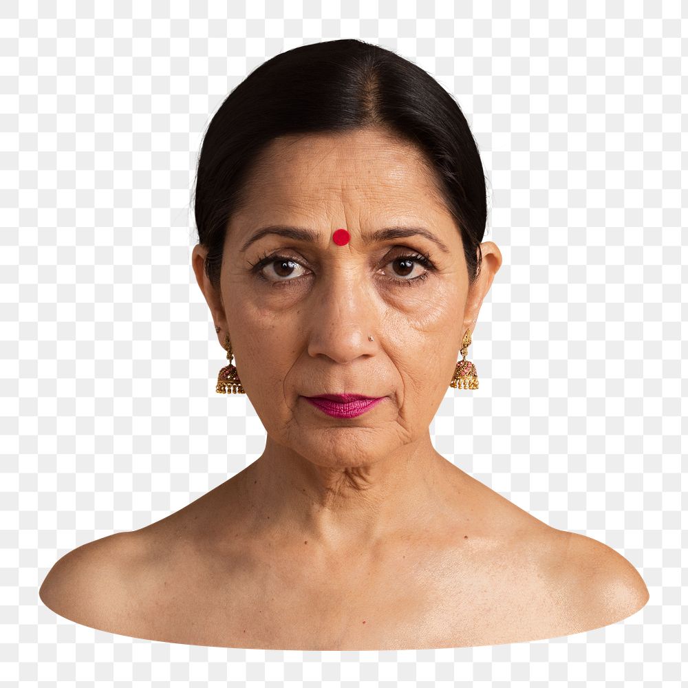 Png bare shoulder Indian woman sticker, transparent background