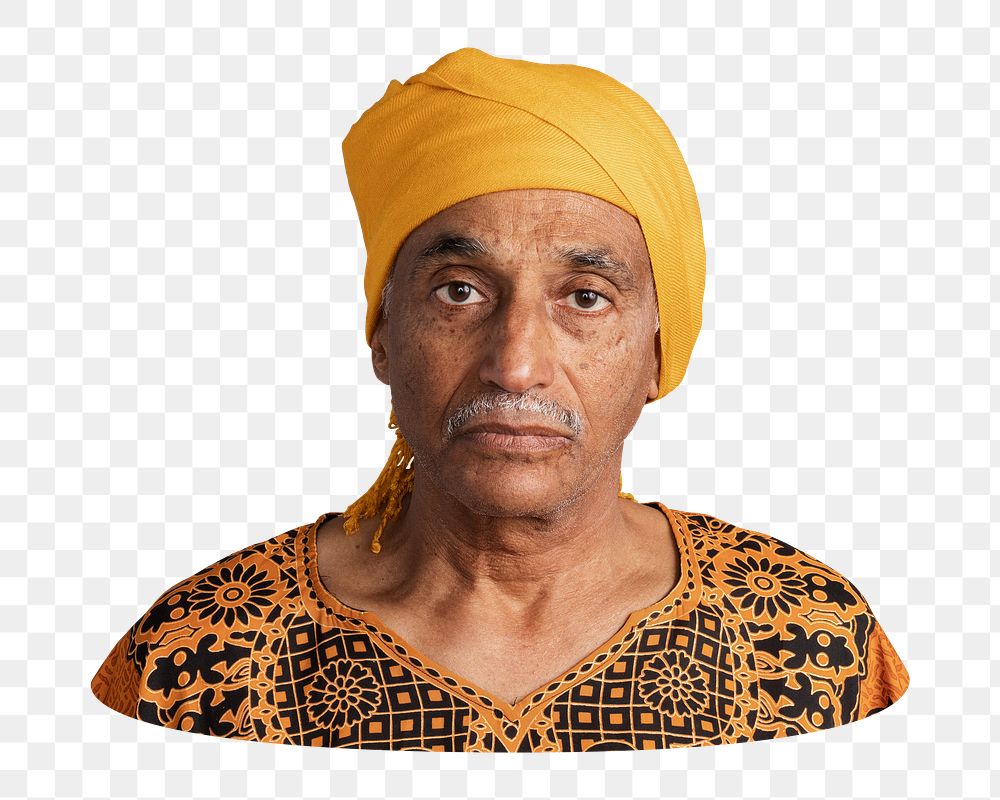 Png Indian man wearing yellow turban sticker, transparent background