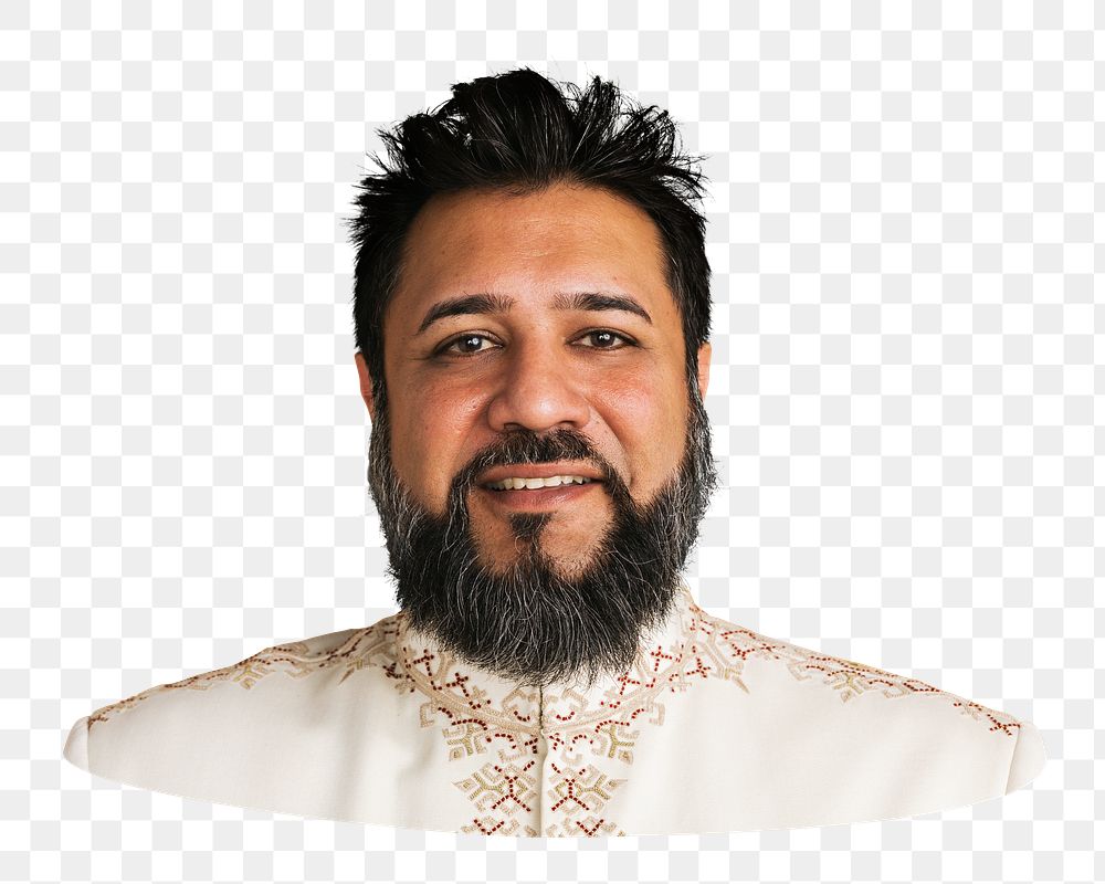 Png smiling Indian man sticker, transparent background