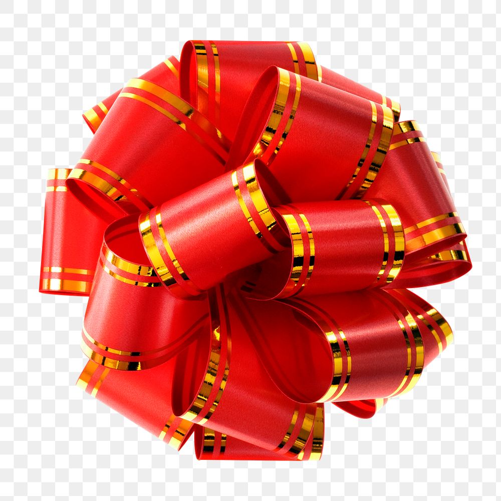 Red Christmas bow png sticker, transparent background