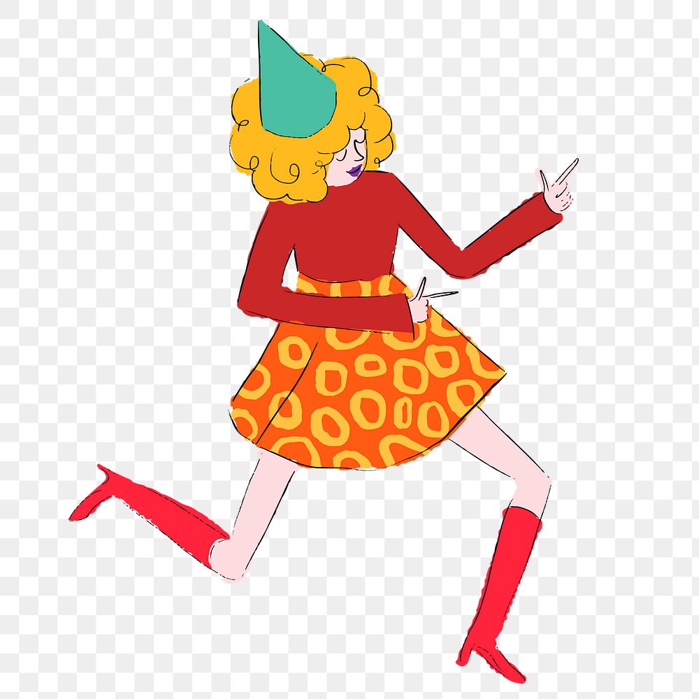 Dancing woman png sticker illustration, transparent background
