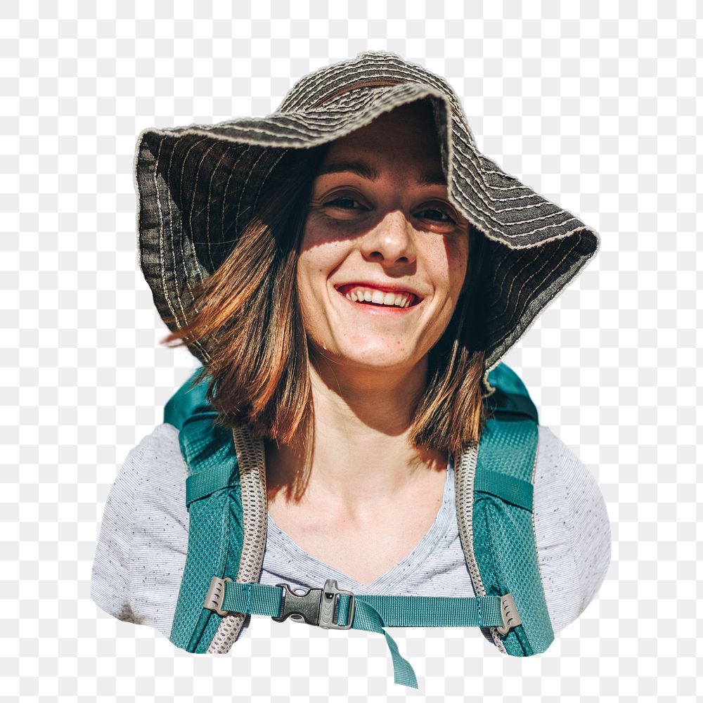 Woman backpacker png, transparent background