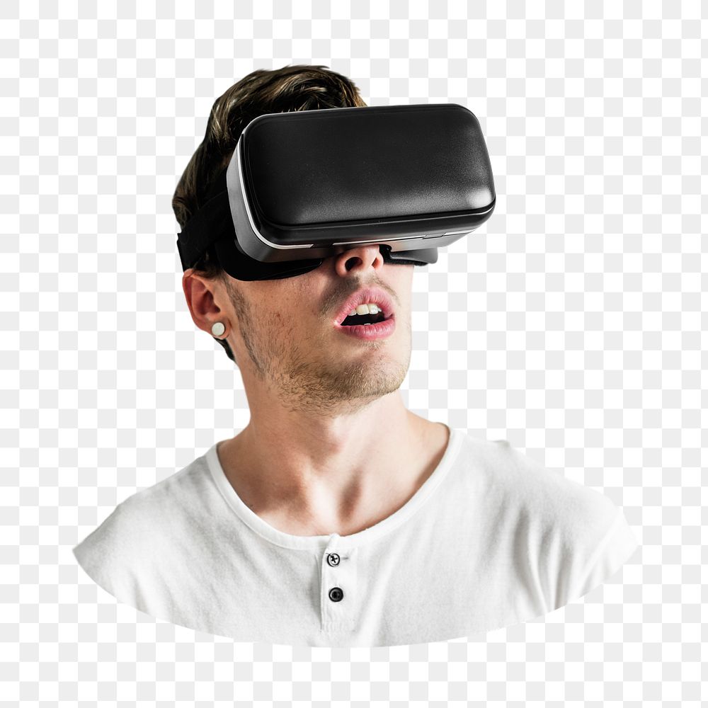 Man wearing VR png, transparent background