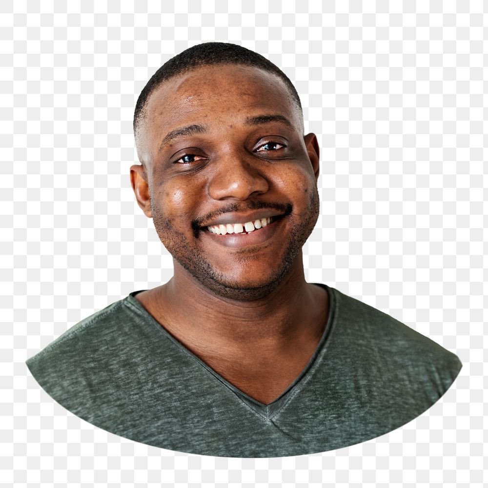 Smiling African-American man png, transparent background