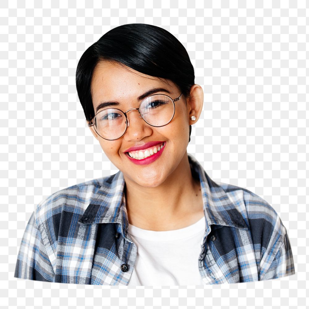 Smiling Asian woman png, transparent background