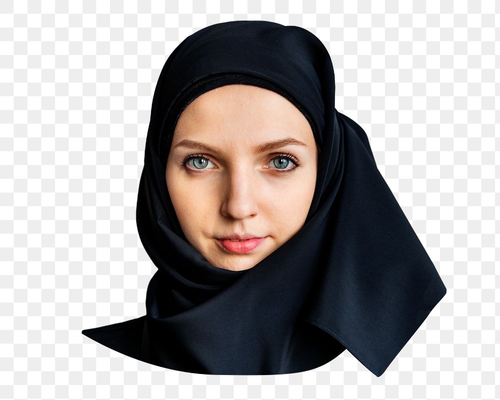 Islamic woman png portrait sticker, transparent background