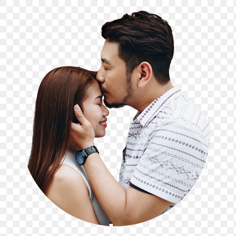 Lovely Asian couple png, transparent background