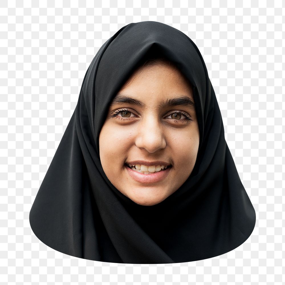 Smiling Muslim woman png sticker, transparent background