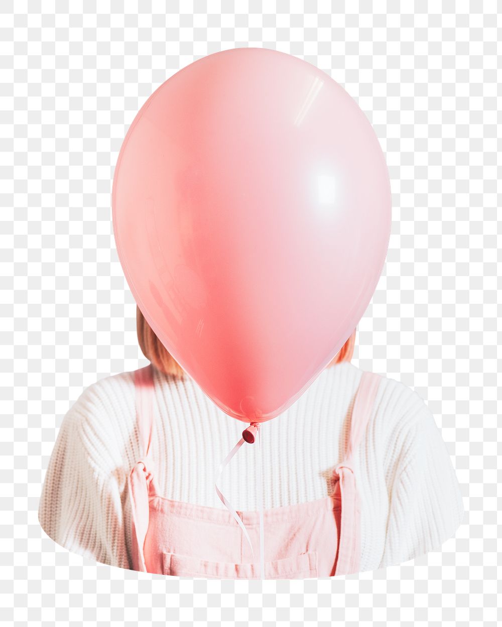 Png pink balloon woman face sticker, transparent background