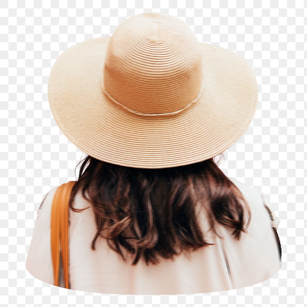 Woman in sunhat  png sticker, transparent background