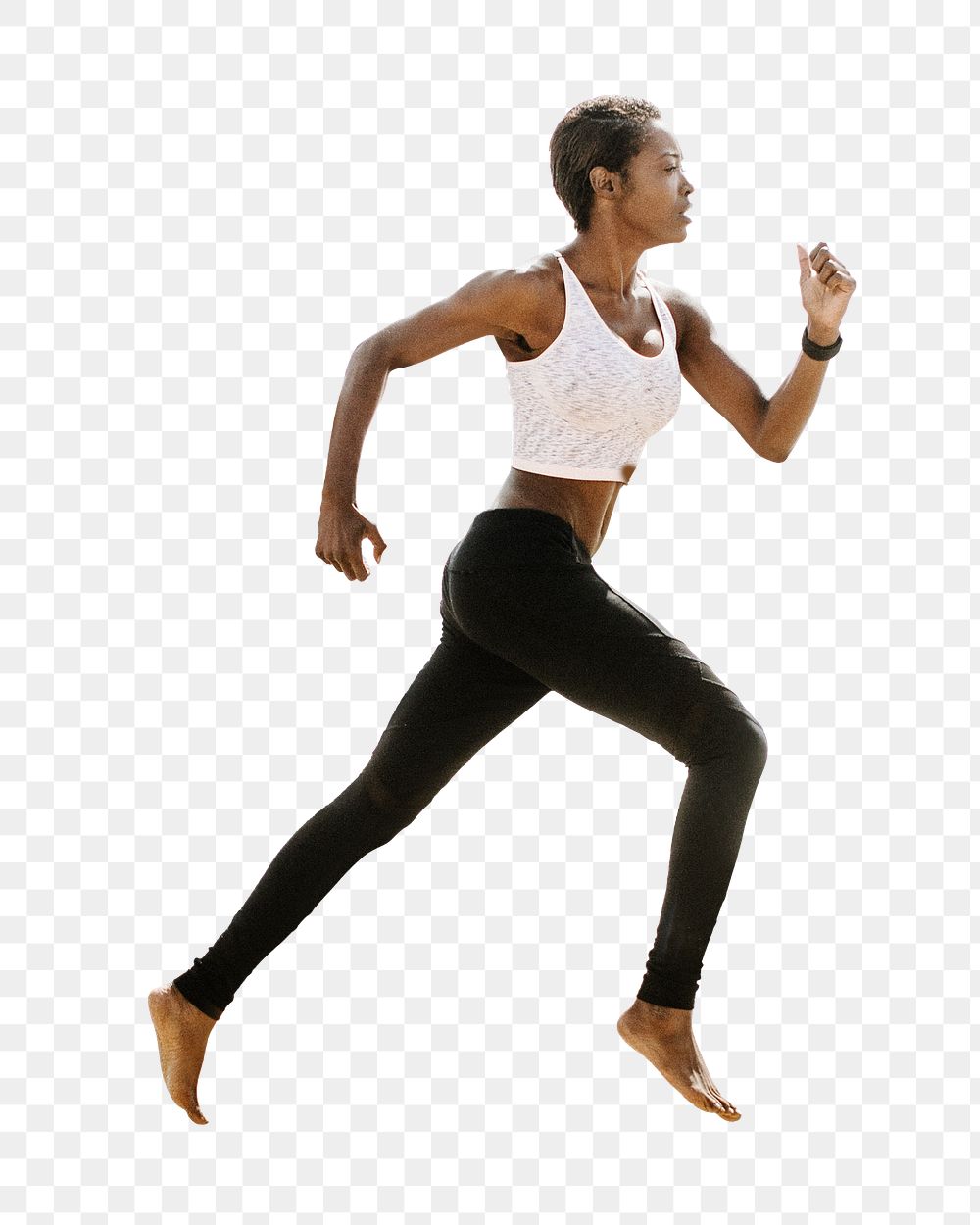 Black woman running png sticker, transparent background