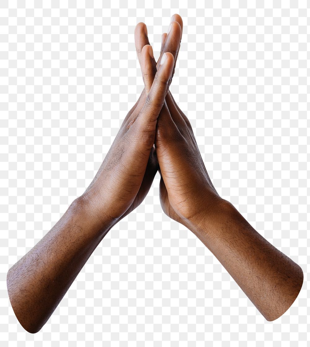 Clasping hands gesture png sticker, transparent background