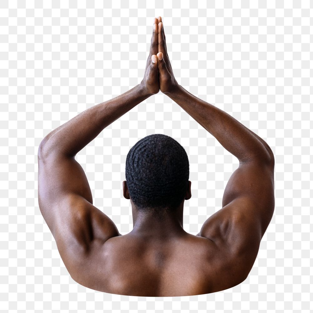 Black man yoga png sticker, transparent background