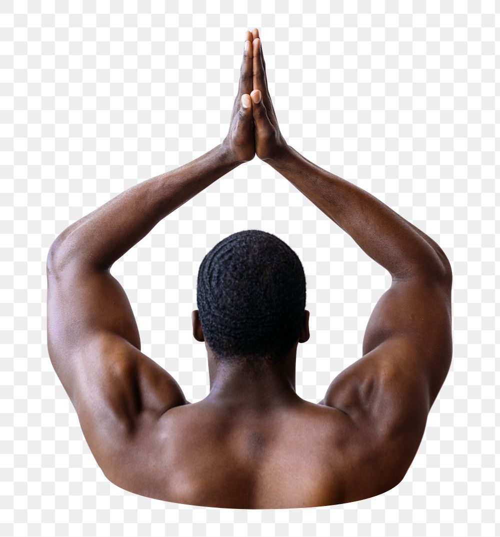 Black man yoga png sticker, transparent background