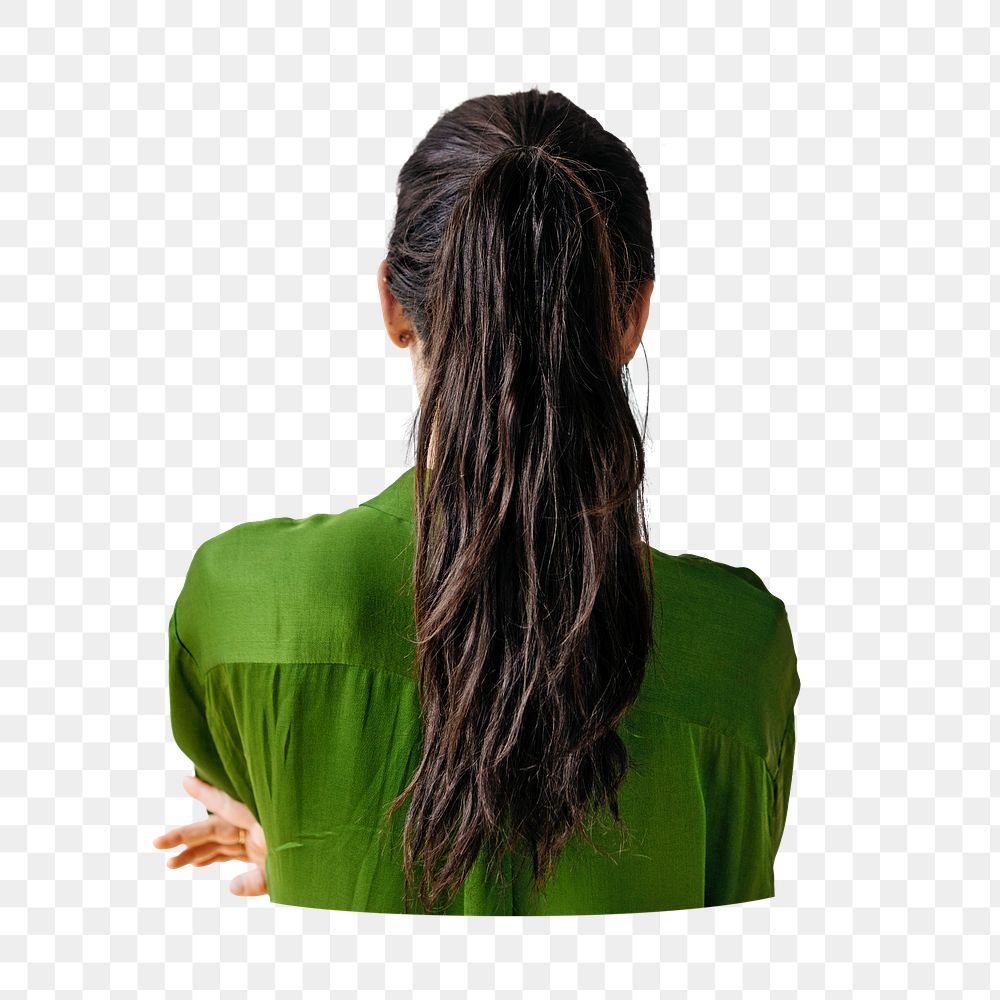 Businesswoman pony tail rear view png, transparent background
