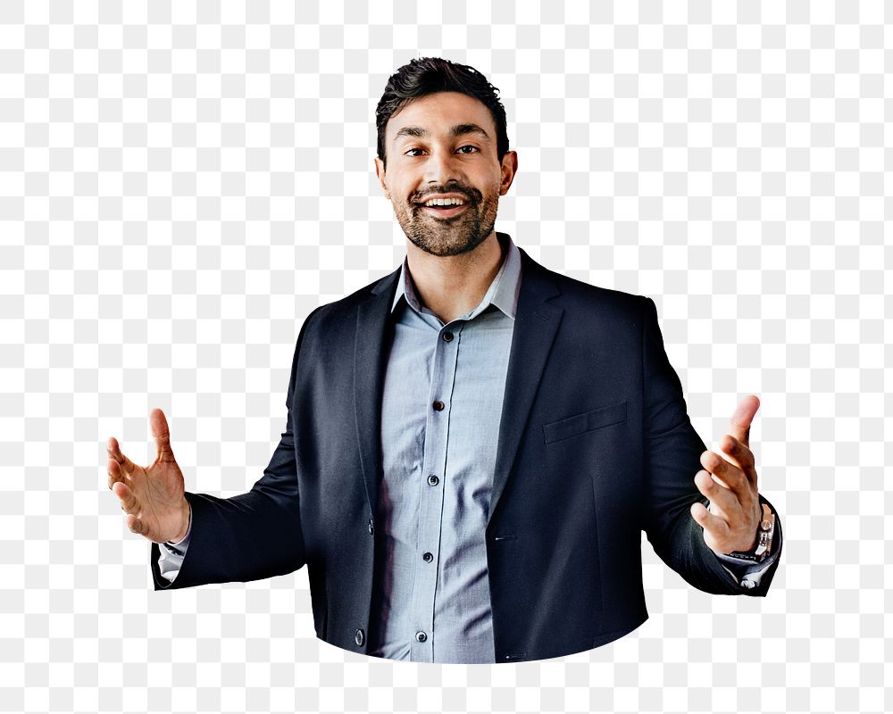 Happy businessman png, transparent background