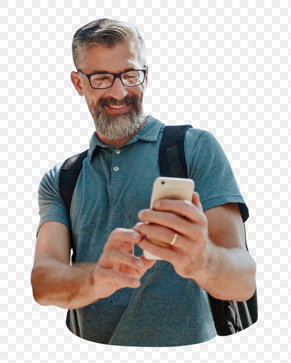 Smiling bearded man png, transparent background