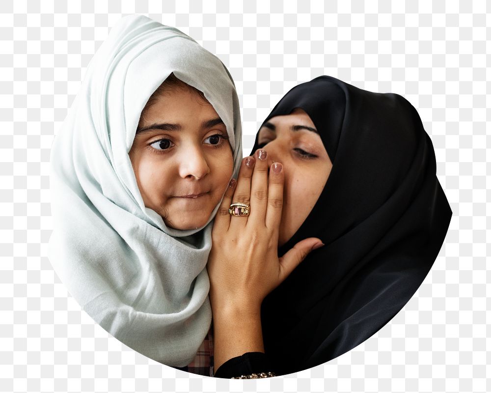 Muslim mother & daughter png, transparent background