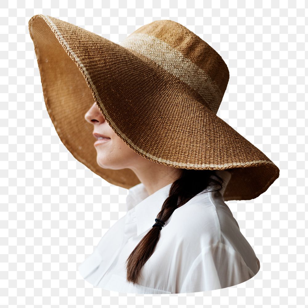 Sun hat woman png sticker, transparent background