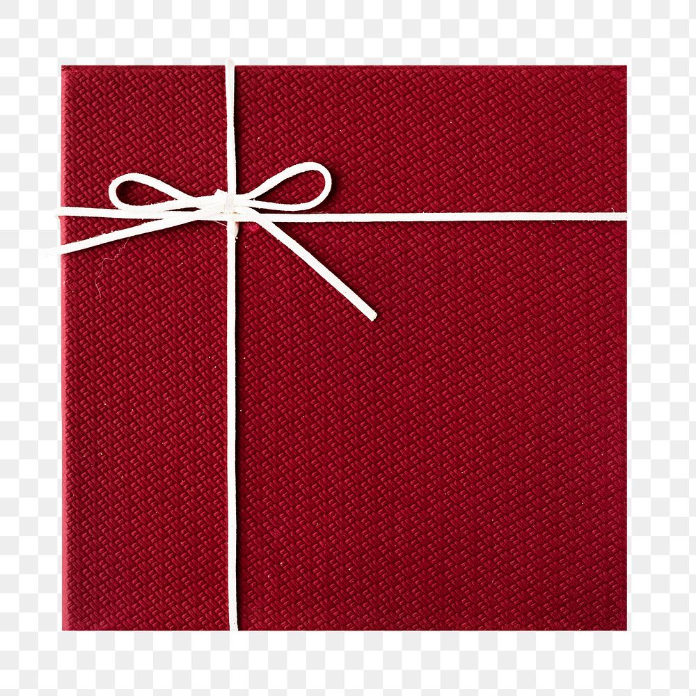 Red gift box png sticker, transparent background