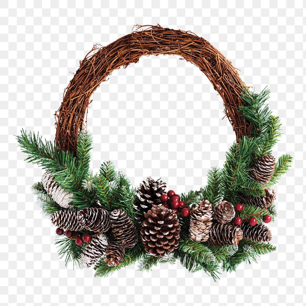 Christmas wreath png sticker, transparent background