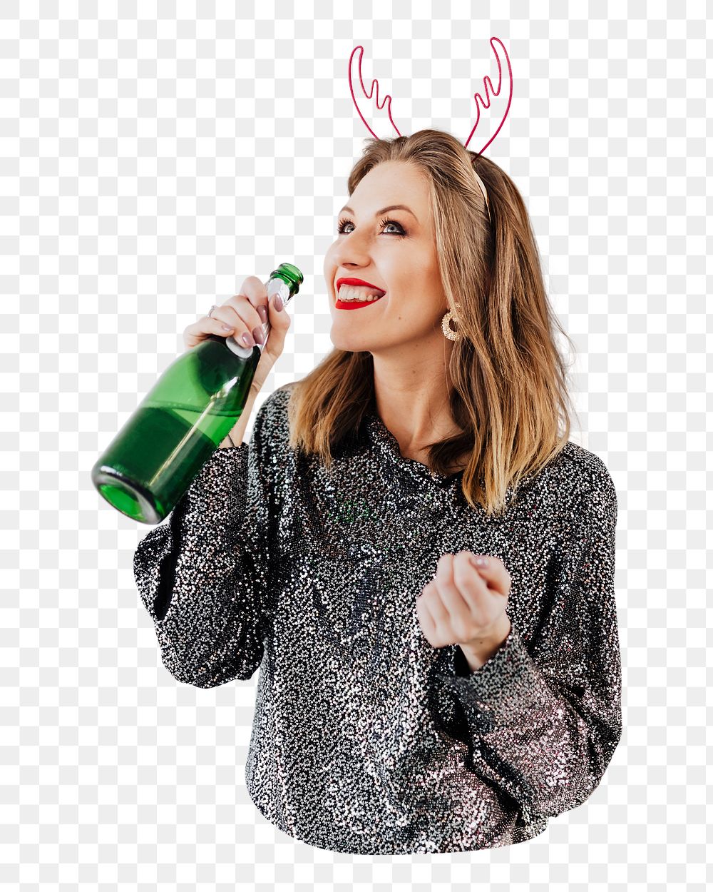 Party woman png alcohol sticker, transparent background
