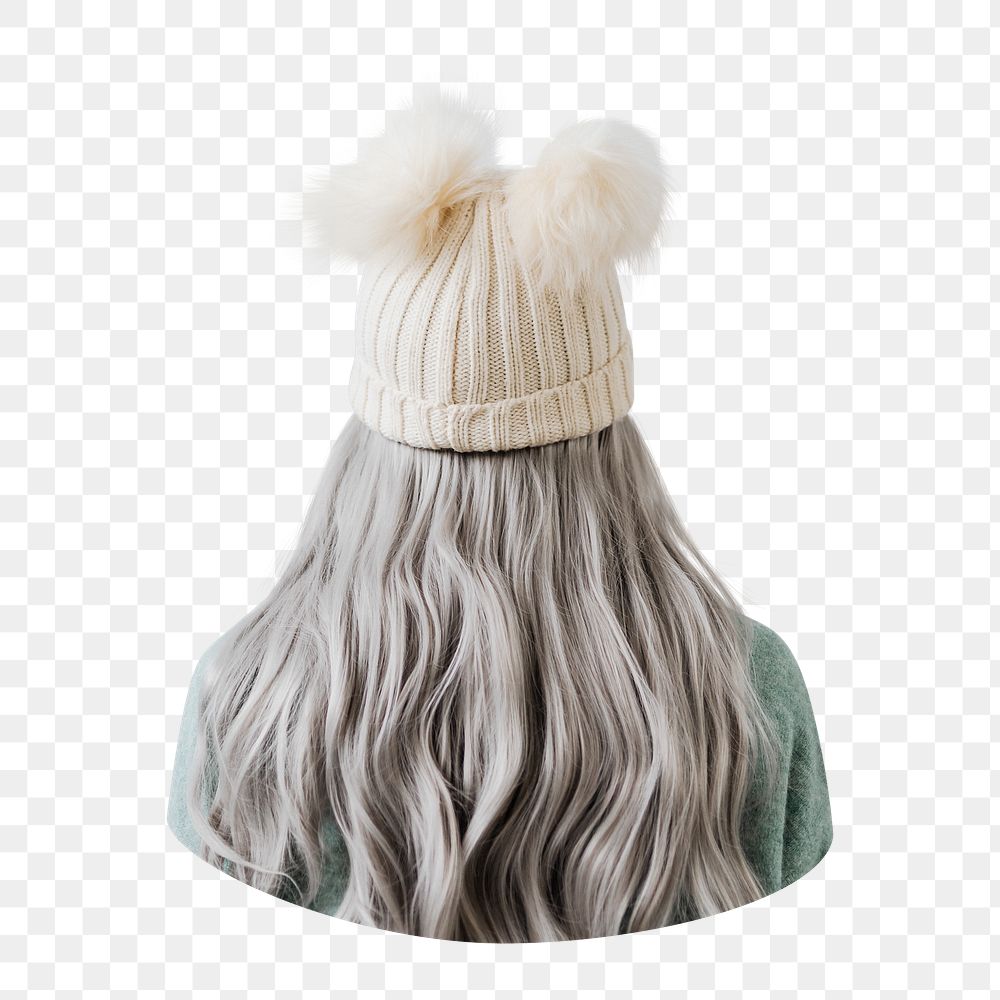 Beanie girl png back view sticker, transparent background