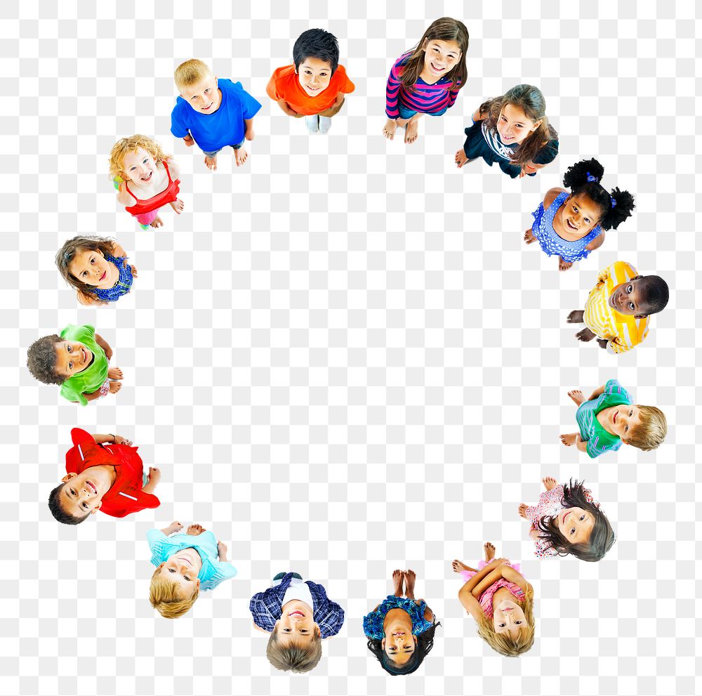 Png Diverse kids in circle, transparent background