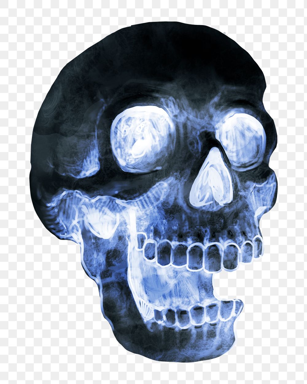 Png human skull  design element, transparent background