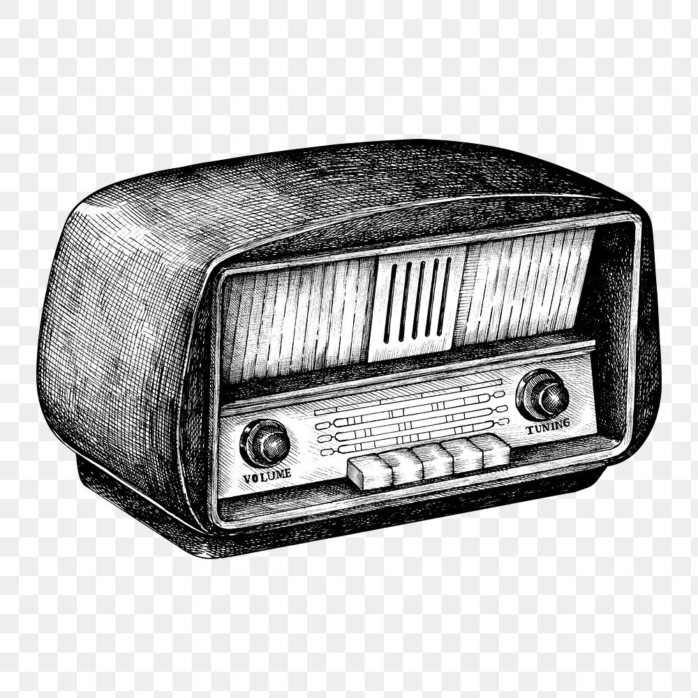 Png vintage retro radio illustration, transparent background