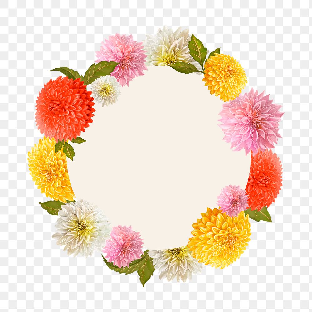 Colorful flower png frame, transparent background